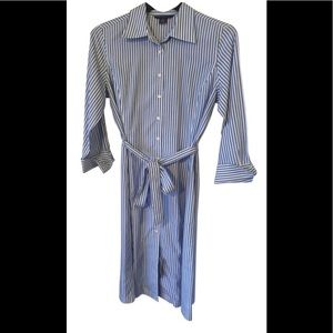 Blue & White Striped "346" Casual Maxi Dress